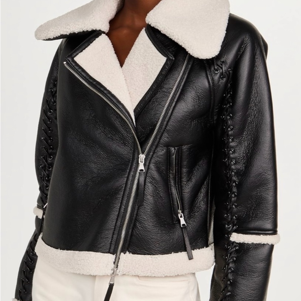 Jonathan Simkhai Corinne began leather Sherpa jacket XS